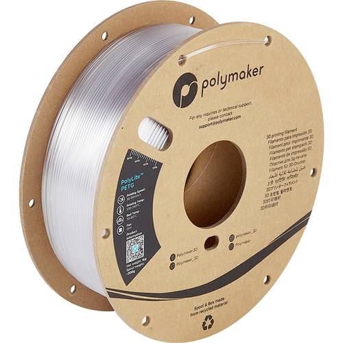 Polymaker PB01011 PolyLite Filament PETG hitzebeständig, hohe Zugfestigkeit 1.75mm 1000g Transparen von Polymaker