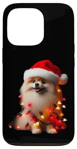 Hülle für iPhone 13 Pro Zwergspitz, mit Weihnachtsmütze und Weihnachtsbeleuchtung, Hundebesitzer, Mutter von Pomeranian Christmas Products