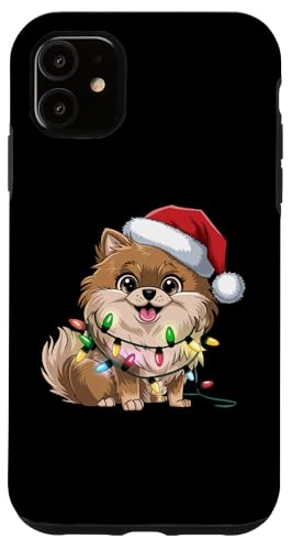 Hülle für iPhone 11 Zwergspitz-Weihnachtsbeleuchtung, Weihnachtsgeschenke, Geschenke für Männer und Frauen von Pomeranian Dog Lover Owner