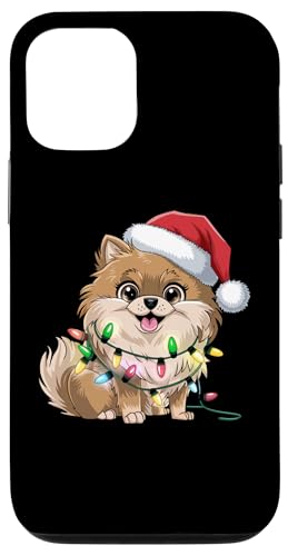 Hülle für iPhone 12/12 Pro Zwergspitz-Weihnachtsbeleuchtung, Weihnachtsgeschenke, Geschenke für Männer und Frauen von Pomeranian Dog Lover Owner