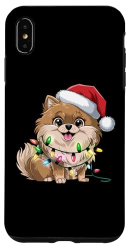 Hülle für iPhone XS Max Zwergspitz-Weihnachtsbeleuchtung, Weihnachtsgeschenke, Geschenke für Männer und Frauen von Pomeranian Dog Lover Owner