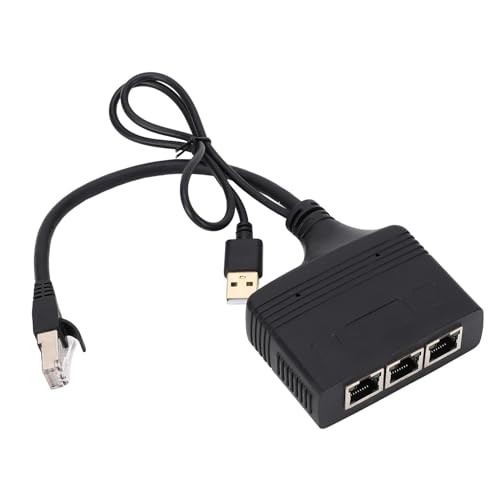 Kompakter und Tragbarer RJ45-Ethernet-Splitter, 1 Bis 3 Netzwerk-Splitter 1000 Mbit/s, USB-Kabel, Geeignet für TV-Router von Pongnas