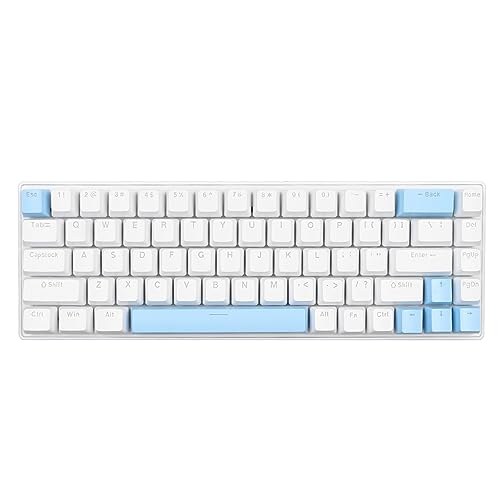 Pongnas Mechanische Tastatur, Plug-and-Play, 68 Tasten, RGB-Tastatur mit Hintergrundbeleuchtung und Blauem Schalter für für PC (Weiß Blau) von Pongnas