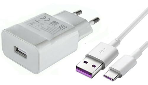 Ladegerät für Original Huawei Nova 11i, 11 Pro, 10 Pro, 9, 9 SE HW-050200E02 + Datenkabel in Weiß USB-C Netzteil 2A Ampere 2000 mAh 10W Ladekabel Typ-C von Ponti