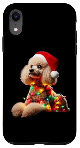 Hülle für iPhone XR Pudel mit Weihnachtsmütze und Weihnachtsbeleuchtung Hundebesitzer Liebhaber von Poodle Christmas Products