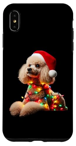 Hülle für iPhone XS Max Pudel mit Weihnachtsmütze und Weihnachtsbeleuchtung Hundebesitzer Liebhaber von Poodle Christmas Products