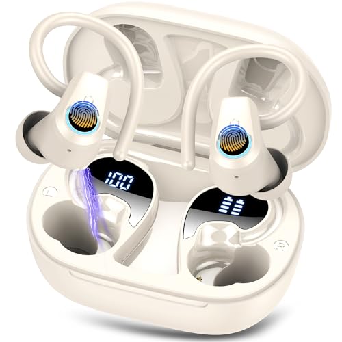 Bluetooth Kopfhörer Sport, Kopfhörer Kabellos Bluetooth 5.3 mit 4 Mic, 2024 In Ear Kopfhörer Noise Cancelling Dual LED Earbuds, 50Std Tiefer Bass, IP7 Wasserdicht Ohrhörer, für Arbeit Studium Sport. von Poounur