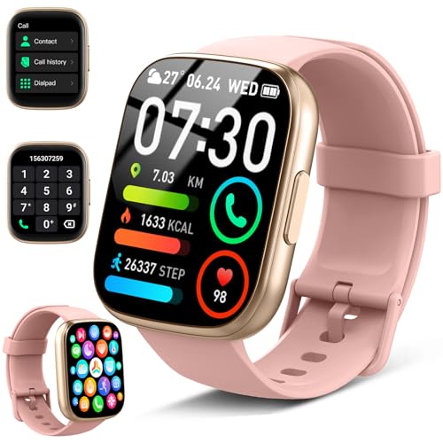 Smartwatch Herren Damen mit Bluetooth Anrufe, 1.95" HD Fitnessuhr mit Pulsuhr/Schlafmonitor, Smart Watch 112+ Sportmodi, Fitness Tracker mit Schrittzähler, Wasserdicht Sportuhr für Android iOS Rosa Smartwatch Herren Damen mit Bluetooth Anrufe, 1.95" HD Fitnessuhr mit Pulsuhr/Schlafmonitor, Smart Watch 112+ Sportmodi, Fitness Tracker mit Schrittzähler, Wasserdicht Sportuhr für Android iOS Rosa von Poounur