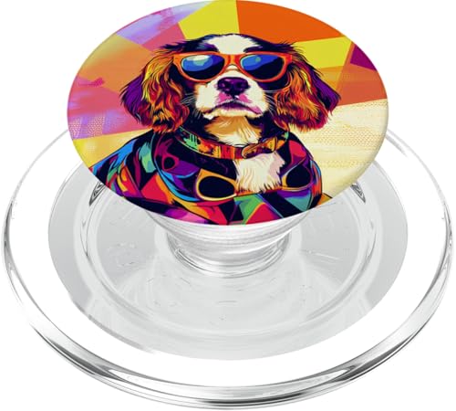 Cavalier King Charles Spaniel Hundemode, farbenfrohe Pop-Art PopSockets PopGrip für MagSafe von PopCoolArtsy2028