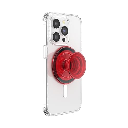 PopSockets Telefongriff kompatibel mit MagSafe, Adapterring für MagSafe enthalten, Telefonhalter, kabelloses Laden kompatibel - Danger Red Translucent PopSockets Telefongriff kompatibel mit MagSafe, Adapterring für MagSafe enthalten, Telefonhalter, kabelloses Laden kompatibel - Danger Red Translucent von PopSockets