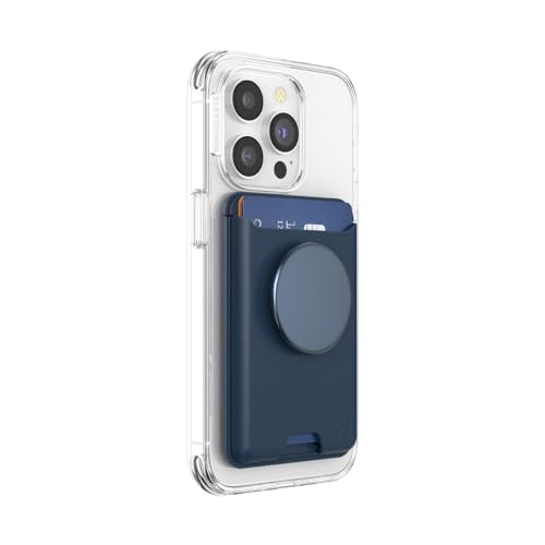 PopSockets: PopWallet für MagSafe - Mit Griff - Inklusive Adapterring für MagSafe - Schlanker, repositionierbarer Kartenhalter für Smartphones und Hüllen - SoftGoods - Navy Blue von PopSockets