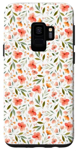 Hülle für Galaxy S9 Kleine orangefarbene Blumen, aufwendiges Design von PopTrend Designs