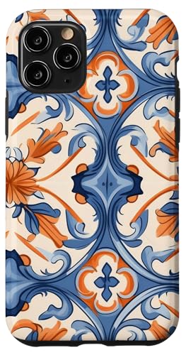 Hülle für iPhone 11 Pro Traditionelle mediterrane blaue und orange Fliese von PopTrend Designs