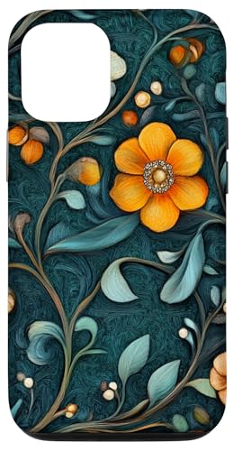 Hülle für iPhone 12/12 Pro Zierreben mit gelben und weißen Blüten von PopTrend Designs