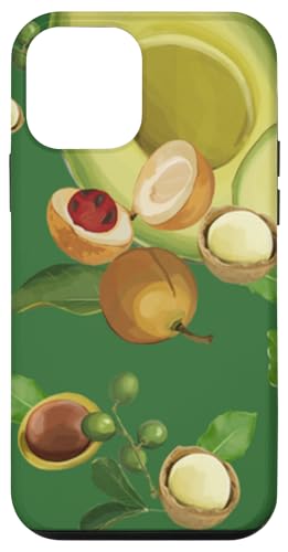 Hülle für iPhone 12 mini Avocados und Nüsse auf grünem Hintergrund von PopTrend Designs