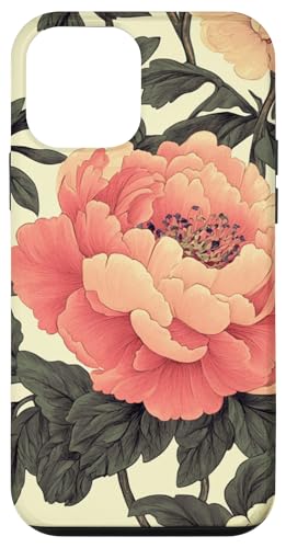 Hülle für iPhone 12 mini Vintage Coral Pfingstrosen Garten auf cremefarbenem Design von PopTrend Designs