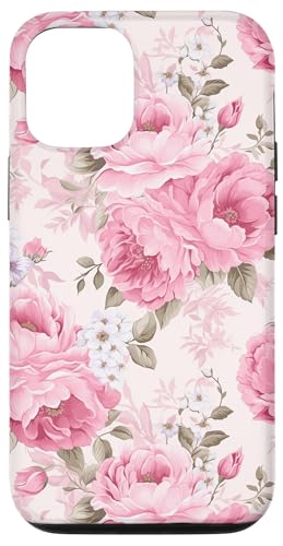 Hülle für iPhone 15 Zartes rosa Blumenmuster auf weißem Hintergrund von PopTrend Designs