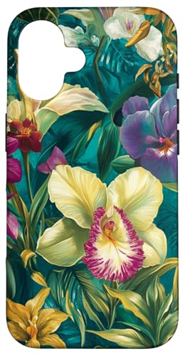 Hülle für iPhone 16 Tropical Paradise Lebendiger Blumen- und Blattdruck von PopTrend Designs