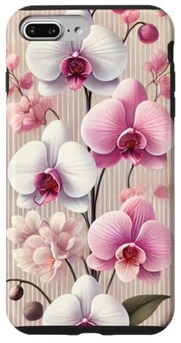 Hülle für iPhone 7 Plus/8 Plus Elegante Orchideenblüten auf rosa Streifen von PopTrend Designs