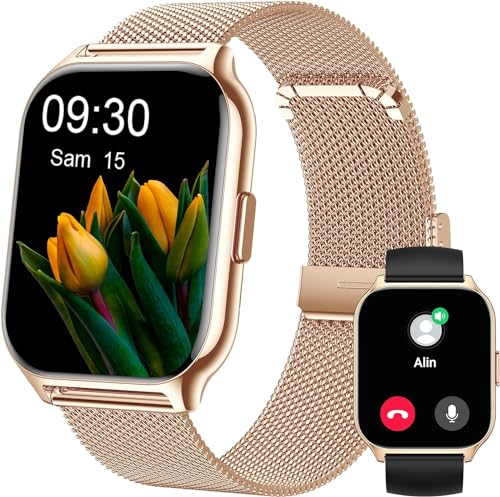 Popglory Smartwatch mit Telefonfunktion, Fitnesstracker 2 Zoll Touch-Farbdisplay,Blutdruckmessung Herzfrequenz Schlafmonitor SpO2, Sportuhr IPx8 Wasserdicht Schrittzähler für Damen Herren von Popglory