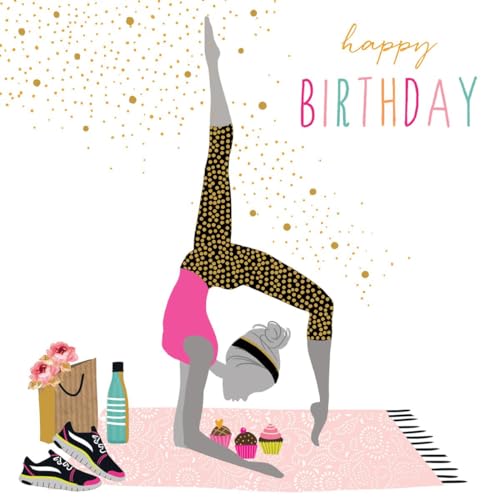 Popshot Studios JAZ-BAZ Geburtstag Glitter-Karte Trend Grußkarte Yoga Girl 16x16cm von Vineen