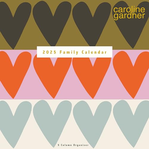 Caroline Gardner Familienkalender 2025, Herz- und gemischte Drucke, quadratisch von Portico Designs Ltd