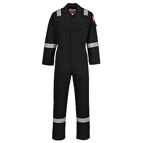 Portwest FR50 Herren Reflektierende Flammenbeständige FR-Antistatische Overallbogen-Beweis-Overalls 350g Schwarz, S von Portwest