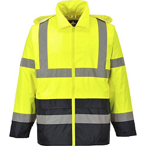 Portwest Klassische Kontrast Warnschutz-Regenjacke, Größe: L, Farbe: Gelb/Schwarz, H443YBRL von Portwest