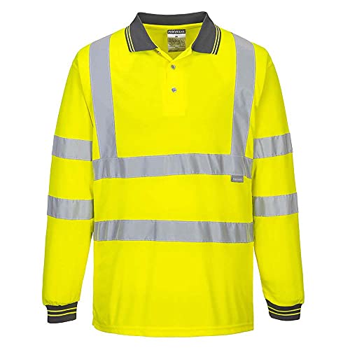 Portwest Langarm Warnschutz Polo Shirt, Größe: XL, Farbe: Gelb, S277YERXL von Portwest