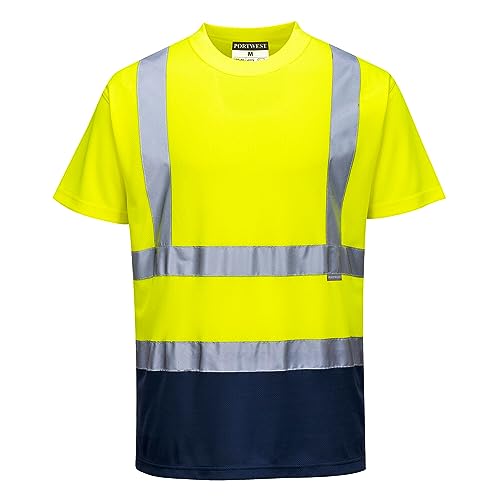 Portwest Zweifarbiges Warnschutz T-Shirt, Größe: XXL, Farbe: Gelb/Marine, S378YNRXXL von Portwest