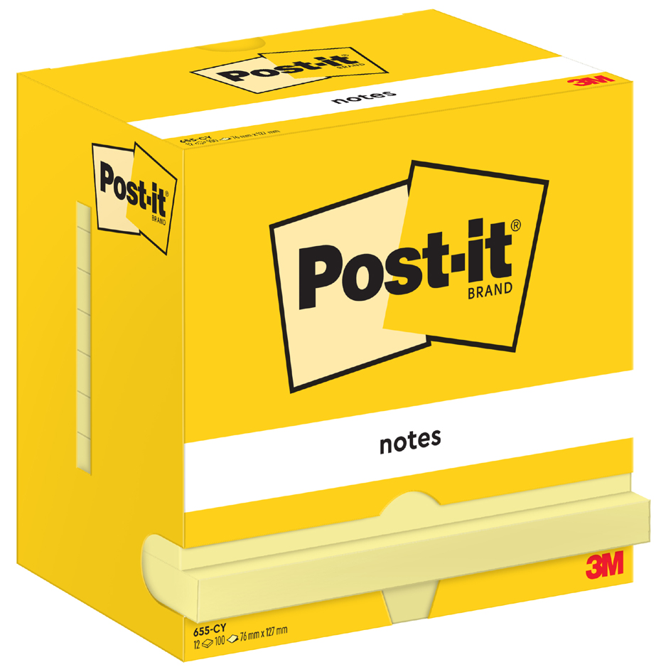 Post-it Haftnotizen Notes, 127 x 76 mm, gelb von Post-It