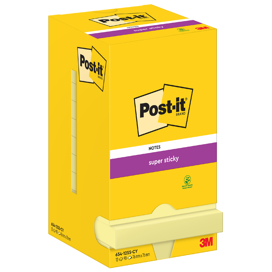 Post-it Super Sticky Notes Haftnotizen, 76 x 76 mm, gelb von Post-It
