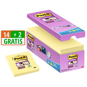 14 + 2 GRATIS: Post-it® Haftnotizen extrastark 654 gelb 14 Blöcke + GRATIS 2 Blöcke von Post-it®