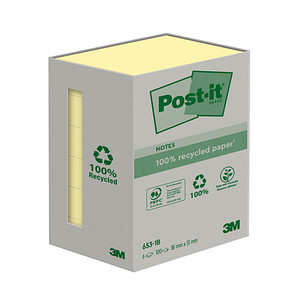 Post-it® Recycling Notes Haftnotizen Standard 6531B gelb 6 Blöcke von Post-it®