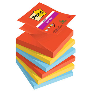 Post-it® Super Sticky Playful Haftnotizen extrastark farbsortiert 6 Blöcke von Post-it®