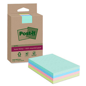 Post-it® Super Sticky Recycling Notes Haftnotizen extrastark farbsortiert 4 Blöcke von Post-it®