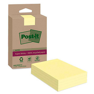 Post-it® Super Sticky Recycling Notes Haftnotizen extrastark gelb 4 Blöcke von Post-it®