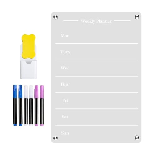 Poupangke Transparenter magnetischer Acryl-Kalender für den Kühlschrank | wöchentlicher klarer Mahlzeiten-Notizplaner | Acryl-Mahlzeitenplaner, Kalender, Magnettafel, Kühlschrank für von Poupangke