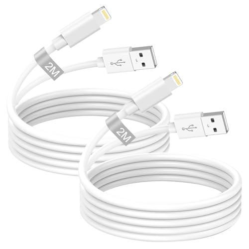 iPhone Ladekabel Original Apple MFi Zertifiziert, USB Lightning Kabel 2M 2Pack, USB iPhone Kabel 2M iPhone Lightning Ladekabel Schnellladekabel für Apple iPhone 14 13 12 11 Pro Max/XS/8/7/6/5/SE,iPad von Poutek