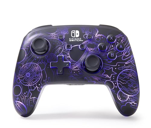 PowerA Verbesserter Kabelloser Controller für Nintendo Switch - RGB; Galactic Vortex, Nintendo Switch Lite, Gamepad, Spiele-Controller, Bluetooth-Controller, Aufladbar, Offiziell Lizenziert von PowerA