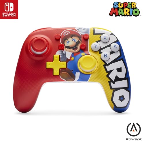 Verbesserter Nano Kabelloser PowerA-Controller für Nintendo Switch - Mario Victory, Nintendo Switch Lite, Gamepad, Spiele-Controller, Bluetooth-Controller, Aufladbar, Offiziell Lizenziert von PowerA