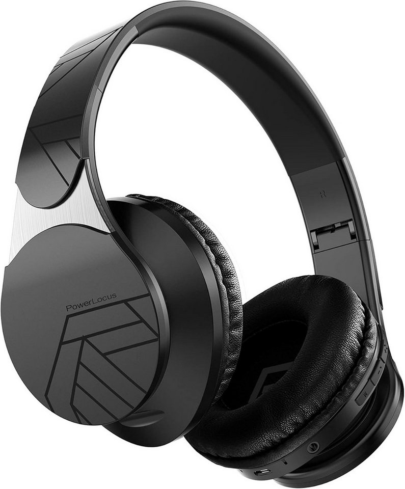 PowerLocus ERSTKLASSIGER OVER-EAR-KOMFORT Headset (Die Over-Ear-Kopfhörer bestehen aus exklusiven Materialien und bieten stundenlangen Komfort. Die matte Oberfläche und der weiche Schaumstoff garantieren eine elegante Passform., Hi-FI Stereo, Micro SD/TF, Kopfhörer mit integriertem Mikrofon faltbar) von PowerLocus