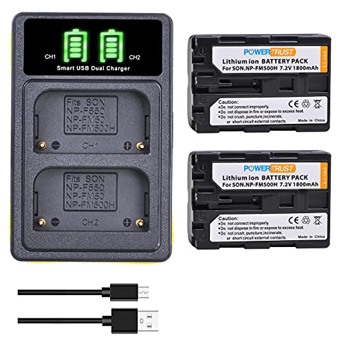 PowerTrust 2-Pack 1800mAh NP-FM500H FM500H Akku und Ladegerät für Sony SLT A99 II A99 A65 A58 α77 II A77V A57 A450 A500 A560 A580 A580 A7900 A200 A300 A350 PowerTrust 2-Pack 1800mAh NP-FM500H FM500H Akku und Ladegerät für Sony SLT A99 II A99 A65 A58 α77 II A77V A57 A450 A500 A560 A580 A580 A7900 A200 A300 A350 von PowerTrust
