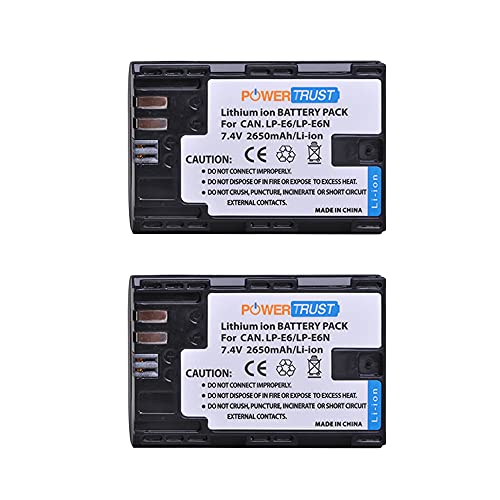 PowerTrust 2Pcs LP-E6 LP-E6N Akku für Canon EOS R R5 R7 R6 R5C 60Da 60D 70D 80D 90D 5DSR 5Ds 5D 6D 7D Mark II PowerTrust 2Pcs LP-E6 LP-E6N Akku für Canon EOS R R5 R7 R6 R5C 60Da 60D 70D 80D 90D 5DSR 5Ds 5D 6D 7D Mark II von PowerTrust