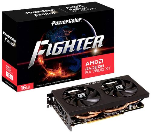 Powercolor Grafikkarte AMD Radeon RX 7600 XT Fighter 16GB GDDR6-RAM PCIe x16 HDMI®, DisplayPort von Powercolor