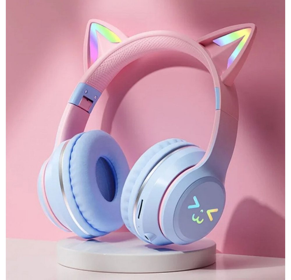 Powerwill Wireless Bluetooth Kopfhörer, RGB Katzenohren – Gamer Over-Ear-Kopfhörer (Ja, 5,5 Stunden Akku,RGB-Beleuchtung,40mm Treiber & HiFi-Bass) von Powerwill