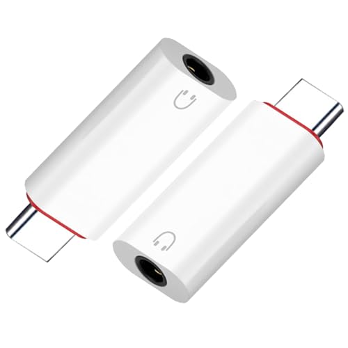 Powice 2X USB C auf Klinke,Adapter USB C auf Klinke,Adapter Klinke auf USB C,USB C auf Klinke 3 5 Adapter für iPhone 16/15 Samsung S24/S23 Huawei P40/Mate 50 und Andere Android Geräte Weiß von Powice