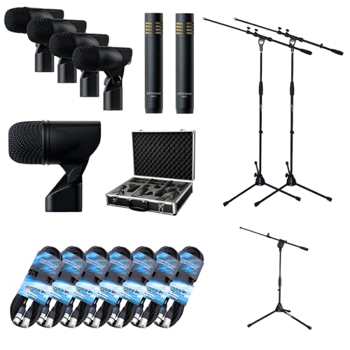 PreSonus DM-7 Mikrofon-Set für Schlagzeug Drum-Mikrofonset + keepdrum 7X XLR-Kabel + 2X Galgen-Mikrofonständer + 1x Stativ halbhoch von PreSonus