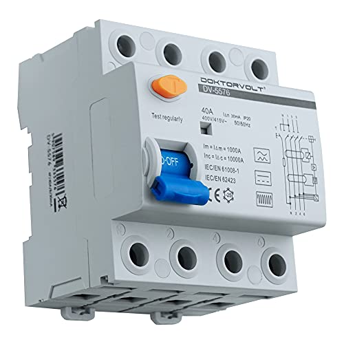 Wallbox Fehlerstromschutzschalter FI Schutzschalter Typ B Elektroauto E-Auto 40A 30mA 4-polig IP20 Allstromsensitiv RCD 5576 von Preis-Zone