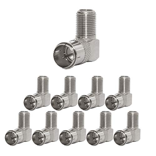 PremiumX 10x F-Quickstecker 90° Winkelstecker 7,5mm für SAT Kabel Koaxialkabel Adapter Verbinder F-Kupplung Quickstecker von Premium X